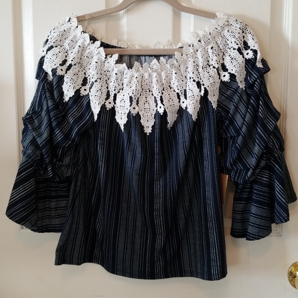 Lacy boho style off the the shoulder top